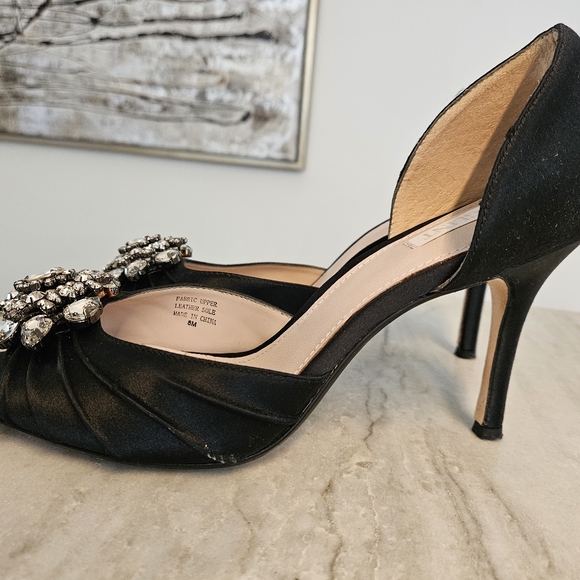 Size 8 Glint satin black peep toe heel - Picture 6 of 6